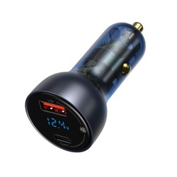 Încărcător Auto Baseus CCKX-C0G Particular, Display Digital, Dual USB, 65W, Gri