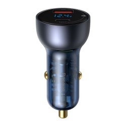 Încărcător Auto Baseus CCKX-C0G Particular, Display Digital, Dual USB, 65W, Gri