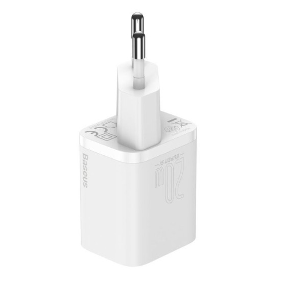 Încărcător Retea Baseus Super Si Quick Charger USB-C 20W, White, CCSUP-B02 (Cabluri Telefon, CCSUP-B02) by www.silkase.ro