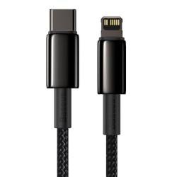 Cablu de Date Baseus Tungsten Gold Fast Charge USB-C la Lightning 20W, 2m, Black