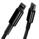 Cablu de Date Baseus Tungsten Gold Fast Charge USB-C la Lightning 20W, 2m, Black Cablu de Date Baseus Tungsten Gold Fast Charge USB-C la Lightning 20W, 2m, Black (Cabluri Telefon, CATLWJ-A01) by www.silkase.ro