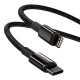 Cablu de Date Baseus Tungsten Gold Fast Charge USB-C la Lightning 20W, 2m, Black Cablu de Date Baseus Tungsten Gold Fast Charge USB-C la Lightning 20W, 2m, Black (Cabluri Telefon, CATLWJ-A01) by www.silkase.ro