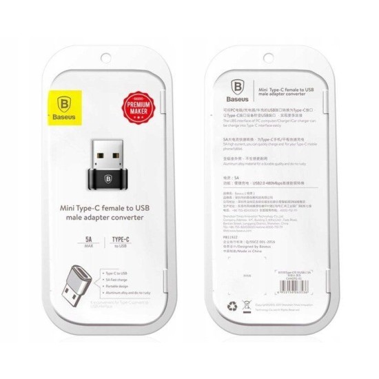 Adaptor Baseus de la USB-C la USB-A, Negru Adaptor Baseus de la USB-C la USB-A, Negru (Bakr, CAAOTG-01) by www.silkase.ro