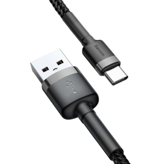 Cablu de Date și Încărcare Baseus Cafule USB-C, 3A, 1m, Grey/Black Cablu de Date și Încărcare Baseus Cafule USB-C, 3A, 1m, Grey/Black (Cabluri Telefon, CATKLF-BG1) by www.silkase.ro