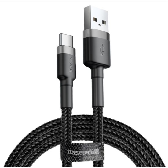 Cablu de Date și Încărcare Baseus Cafule USB-C, 3A, 1m, Grey/Black Cablu de Date și Încărcare Baseus Cafule USB-C, 3A, 1m, Grey/Black (Cabluri Telefon, CATKLF-BG1) by www.silkase.ro