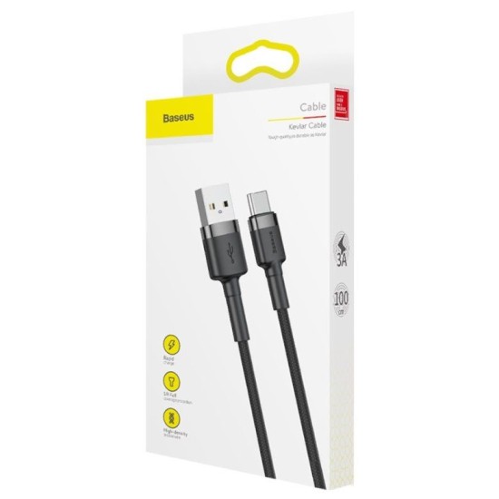 Cablu de Date și Încărcare Baseus Cafule USB-C, 3A, 1m, Grey/Black Cablu de Date și Încărcare Baseus Cafule USB-C, 3A, 1m, Grey/Black (Cabluri Telefon, CATKLF-BG1) by www.silkase.ro