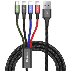 Cablu Baseus CA1T4-A01 Fast 4in1, 2x Lightning, USB-C, MicroUSB, 3.5A, 1.2m, Negru
