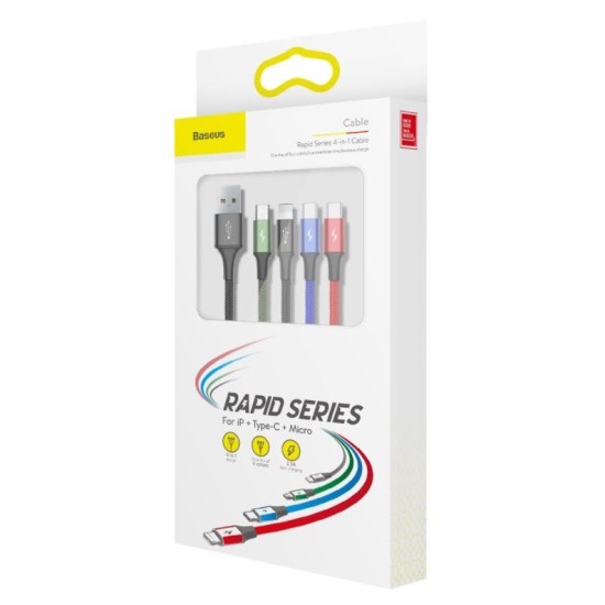 Cablu Baseus CA1T4-A01 Fast 4in1, 2x Lightning, USB-C, MicroUSB, 3.5A, 1.2m, Negru Cablu Baseus CA1T4-A01 Fast 4in1, 2x Lightning, USB-C, MicroUSB, 3.5A, 1.2m, Negru (Cabluri Telefon, CA1T4-A01) by www.silkase.ro