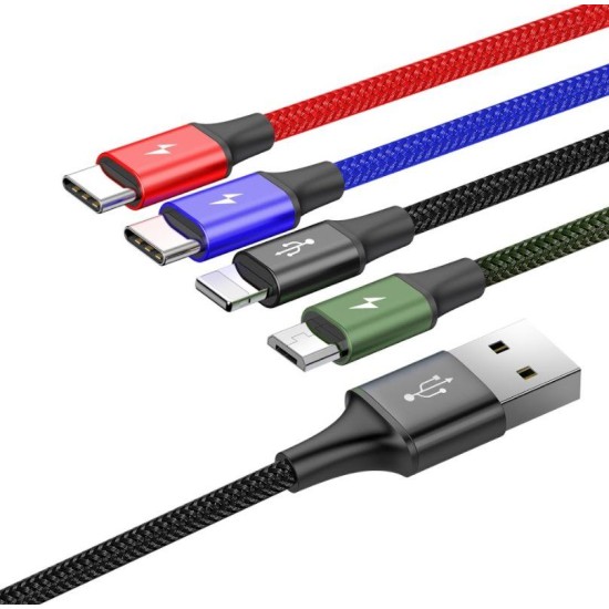 Cablu Baseus Fast 4in1 Lightning, 2x USB-C, MicroUSB, 3.5A, 1.2m, Black Cablu Baseus Fast 4in1 Lightning, 2x USB-C, MicroUSB, 3.5A, 1.2m, Black (Încărcătoare Rețea, CA1T4-B01) by www.silkase.ro