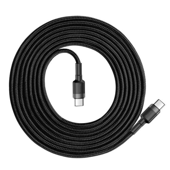 Cablu Baseus CATKLF-HG1 Cafule USB-C la USB-C, 60W, 2m, Gri/Negru (Bakr, CATKLF-HG1) by www.silkase.ro