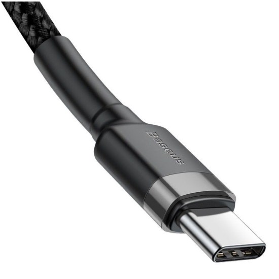 Cablu Baseus CATKLF-HG1 Cafule USB-C la USB-C, 60W, 2m, Gri/Negru (Bakr, CATKLF-HG1) by www.silkase.ro