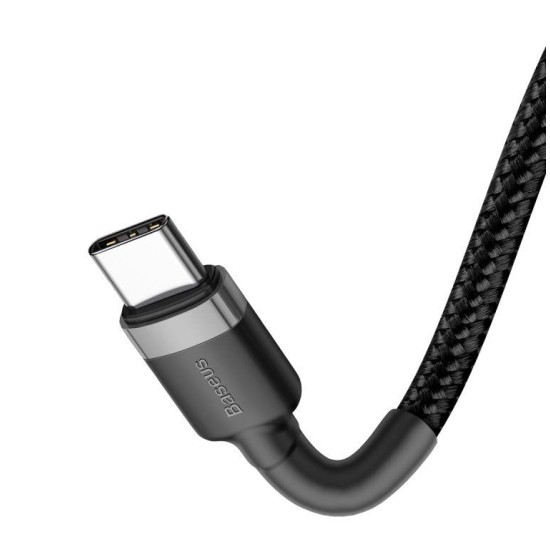 Cablu Baseus CATKLF-HG1 Cafule USB-C la USB-C, 60W, 2m, Gri/Negru (Bakr, CATKLF-HG1) by www.silkase.ro