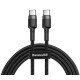 Cablu Baseus CATKLF-HG1 Cafule USB-C la USB-C, 60W, 2m, Gri/Negru (Bakr, CATKLF-HG1) by www.silkase.ro