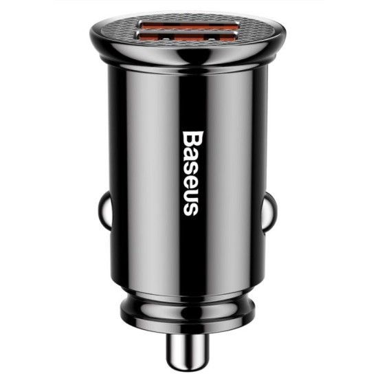 Încărcător Auto Baseus CCALL-YD01 Circular Dual USB QC3.0 30W Black (Bakr, CCALL-YD01) by www.silkase.ro