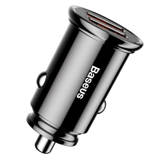 Încărcător Auto Baseus CCALL-YD01 Circular Dual USB QC3.0 30W Black (Bakr, CCALL-YD01) by www.silkase.ro