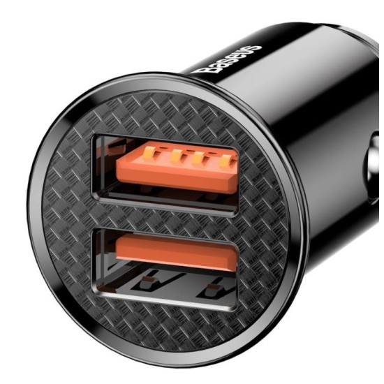 Încărcător Auto Baseus CCALL-YD01 Circular Dual USB QC3.0 30W Black (Bakr, CCALL-YD01) by www.silkase.ro