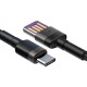 Cablu de Date Baseus CATKLF-PG1 Cafule, Quick Charging USB Double Sided la USB-C, 40W, 1m, Gri/Negru (Cabluri Telefon, CATKLF-PG1) by www.silkase.ro