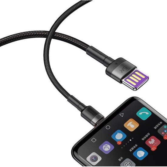 Cablu de Date Baseus CATKLF-PG1 Cafule, Quick Charging USB Double Sided la USB-C, 40W, 1m, Gri/Negru (Cabluri Telefon, CATKLF-PG1) by www.silkase.ro