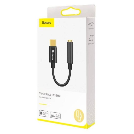 Adaptor Audio Baseus CATL54-01, USB-C (Tata) la Jack 3.5mm (Mama), L54, Negru (Încărcătoare Rețea, CATL54-01) by www.silkase.ro