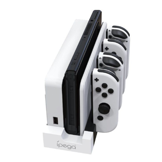 Stație de Încărcare iPega 9186 pentru N-Switch și Joy-Con, Alb/Negru (Bakr, PG-9186WH) by www.silkase.ro