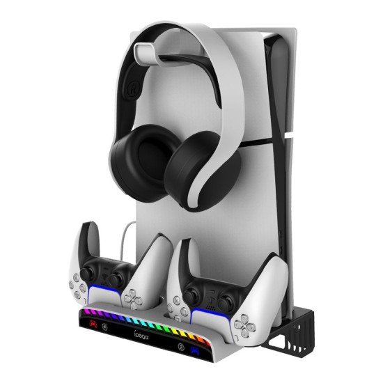 Stand de Perete iPega P5S011 pentru PS5/Slim/Pro cu Stație Încărcare Controllere (Bakr, PG-P5S011) by www.silkase.ro