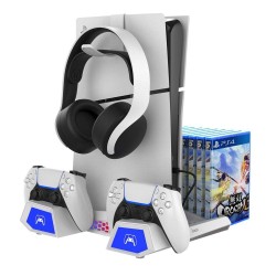 Stand Multifuncțional iPega P5S023 cu Răcire și RGB pentru PS5/Slim/Pro, Alb