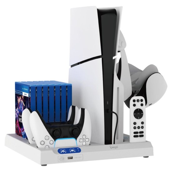 Stand All-in-One iPega P5S028 cu Răcire și RGB pentru PS5/Slim/Pro, Alb Stand All-in-One iPega P5S028 cu Răcire și RGB pentru PS5/Slim/Pro, Alb (Bakr, PG-P5S028) by www.silkase.ro