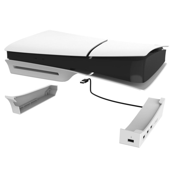 Stand Orizontal iPega P5S008 cu Hub USB pentru PS5 Slim și PS5 Pro, Alb (Bakr, PG-P5S008) by www.silkase.ro