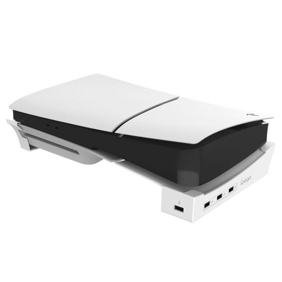 Stand Orizontal iPega P5S008 cu Hub USB pentru PS5 Slim și PS5 Pro, Alb (Bakr, PG-P5S008) by www.silkase.ro