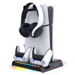 Stand Multifuncțional iPega P5S006H cu Răcire, Încărcare și RGB pentru PS5 Slim, Negru
