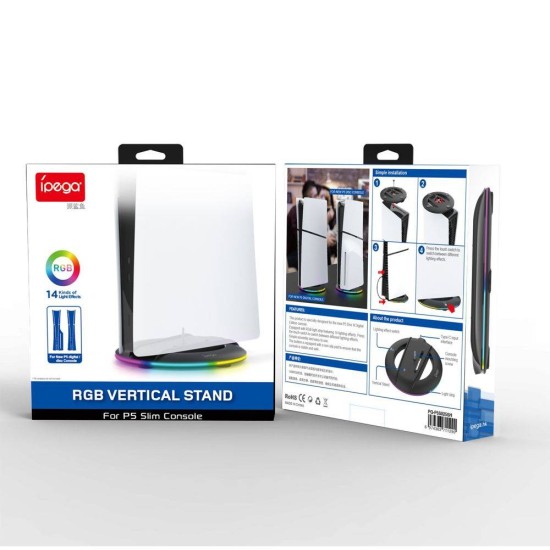 Stand Vertical iPega P5S025SH cu RGB pentru PS5 Slim / PS5 Pro, Negru Stand Vertical iPega P5S025SH cu RGB pentru PS5 Slim / PS5 Pro, Negru (Bakr, PG-P5S025SH) by www.silkase.ro