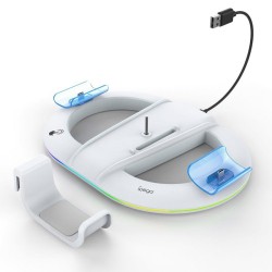 Stand Vertical de Încărcare iPega P5S045 cu RGB pentru PS5 Slim / PS5 Pro, Alb