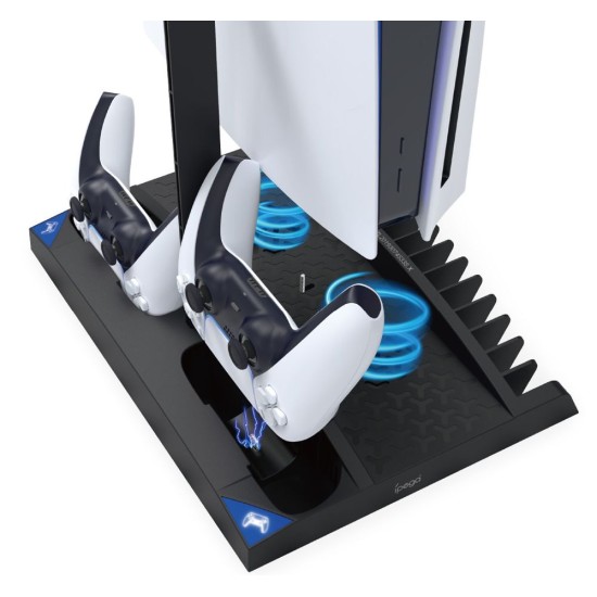 Stație de Încărcare și Răcire iPega P5013 pentru PS5 și Controllere, Neagră (Bakr, PG-P5013B) by www.silkase.ro