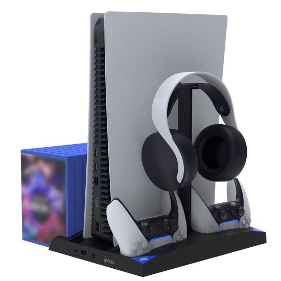 Stație de Încărcare și Răcire iPega P5013 pentru PS5 și Controllere, Neagră (Bakr, PG-P5013B) by www.silkase.ro