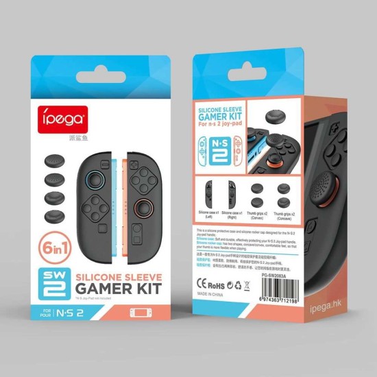 Set 2 Huse Silicon iPega SW2083A pentru Joy-Con Nintendo Switch 2, Negre Set 2 Huse Silicon iPega SW2083A pentru Joy-Con Nintendo Switch 2, Negre (Bakr, PG-SW2083A) by www.silkase.ro