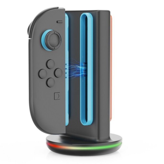 Stație de Încărcare iPega SW2051 cu RGB pentru Joy-Con Nintendo Switch 2, Neagră (Bakr, PG-SW2051) by www.silkase.ro