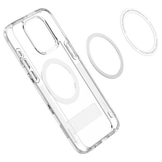 Husa telefon, Spigen, TPU, KickStand, Compatibila MagSafe, Transparent-Alb, pentru iPhone 15 Pro (iPhone 15 Pro, ACS06757) by www.silkase.ro