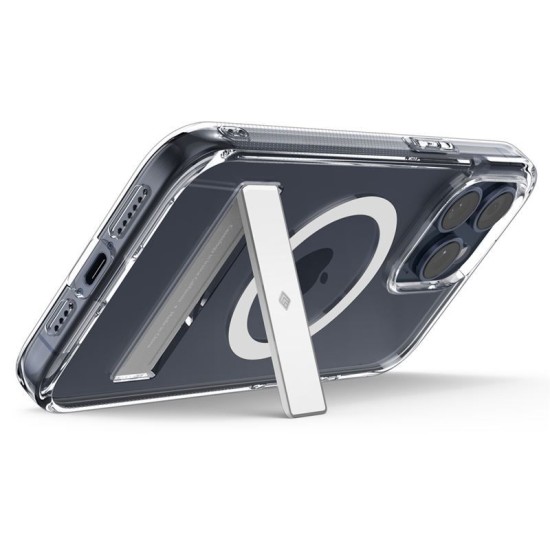 Husa telefon, Spigen, TPU, KickStand, Compatibila MagSafe, Transparent-Alb, pentru iPhone 15 Pro (iPhone 15 Pro, ACS06757) by www.silkase.ro