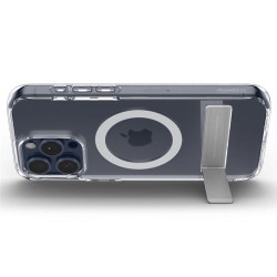 Husa telefon, Spigen, TPU, KickStand, Compatibila MagSafe, Transparent-Alb, pentru iPhone 15 Pro Husa telefon, Spigen, TPU, KickStand, Compatibila MagSafe, Transparent-Alb, pentru iPhone 15 Pro