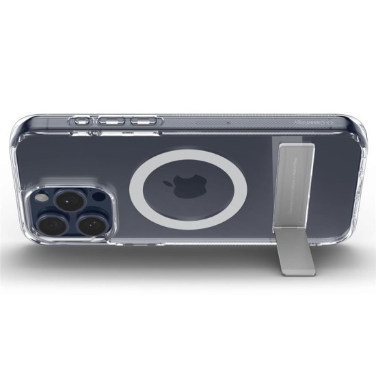 Husa telefon, Spigen, TPU, KickStand, Compatibila MagSafe, Transparent-Alb, pentru iPhone 15 Pro (iPhone 15 Pro, ACS06757) by www.silkase.ro