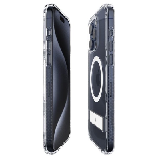 Husa telefon, Spigen, TPU, KickStand, Compatibila MagSafe, Transparent-Alb, pentru iPhone 15 Pro (iPhone 15 Pro, ACS06757) by www.silkase.ro