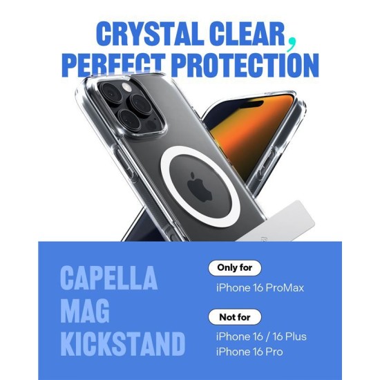 Husa Caseology Capella MagSafe Kickstand compatibila cu iPhone 16 Pro Max White (iPhone 16 Pro Max, ACS08054) by www.silkase.ro