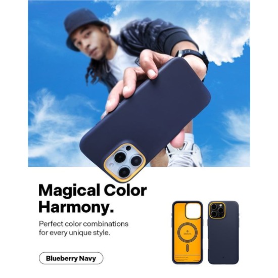 Husa Spigen Caseology Nano Pop Mag pentru iPhone 16 Pro, albastru marin si galben (iPhone 15 Pro, ACS08172) by www.silkase.ro