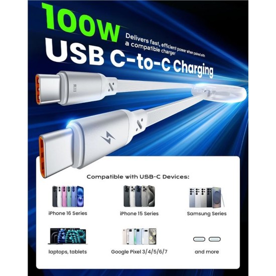 Set 2 Cabluri USB-C iOttie Retractabile, 100W Power Delivery, Alb (Cabluri Telefon, IOTACC610) by www.silkase.ro