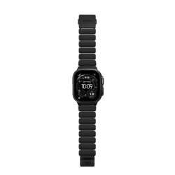 Curea Nomad Stratos Band pentru Apple Watch 45/46/49mm, Titan Negru și FKM, Icy Blue Glow