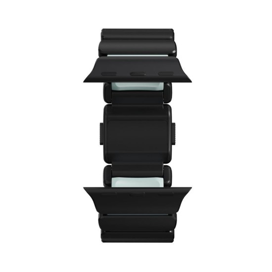 Curea Nomad Stratos Band pentru Apple Watch 45/46/49mm, Titan Negru și FKM, Icy Blue Glow (Ingredi, NM009896858) by www.silkase.ro