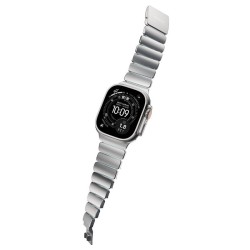 Curea Nomad Stratos Band, Titan Natural și FKM Icy Blue Glow, pentru Apple Watch 45/46/49mm