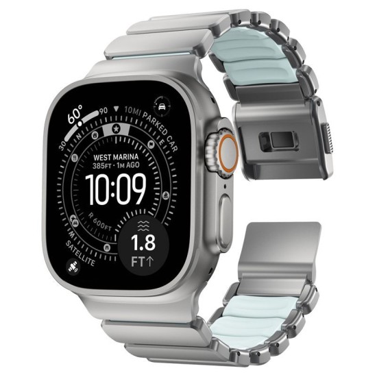 Curea Nomad Stratos Band, Titan Natural și FKM Icy Blue Glow, pentru Apple Watch 45/46/49mm Curea Nomad Stratos Band, Titan Natural și FKM Icy Blue Glow, pentru Apple Watch 45/46/49mm (Ingredi, NM009902858) by www.silkase.ro