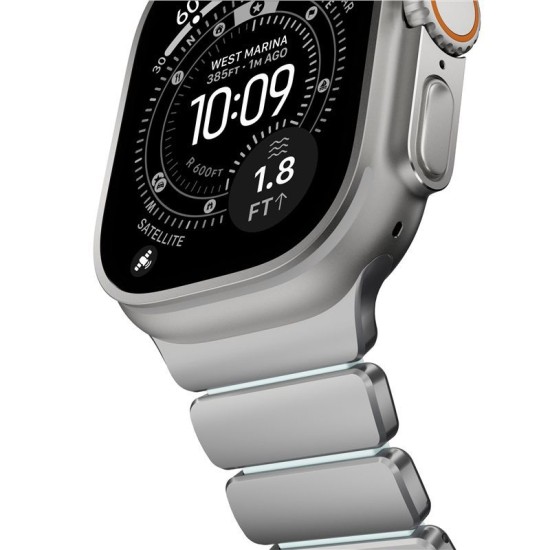 Curea Nomad Stratos Band, Titan Natural și FKM Icy Blue Glow, pentru Apple Watch 45/46/49mm Curea Nomad Stratos Band, Titan Natural și FKM Icy Blue Glow, pentru Apple Watch 45/46/49mm (Ingredi, NM009902858) by www.silkase.ro
