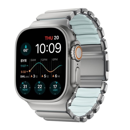 Curea Nomad Stratos Band, Titan Natural și FKM Icy Blue Glow, pentru Apple Watch 45/46/49mm Curea Nomad Stratos Band, Titan Natural și FKM Icy Blue Glow, pentru Apple Watch 45/46/49mm (Ingredi, NM009902858) by www.silkase.ro